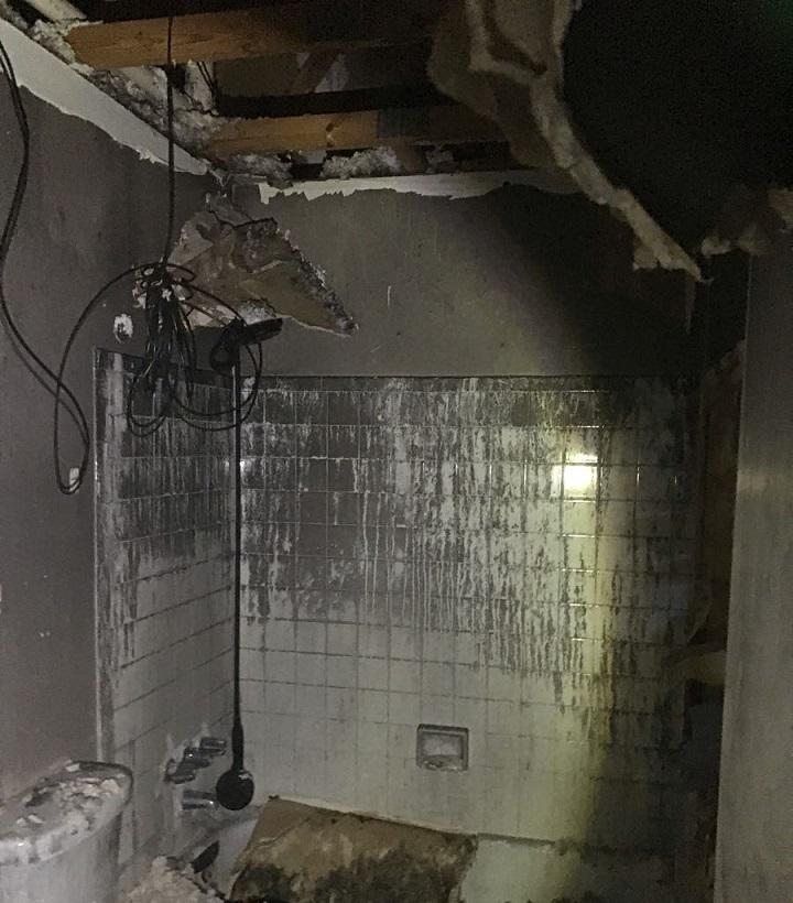 smoke/fire damaged bathroom