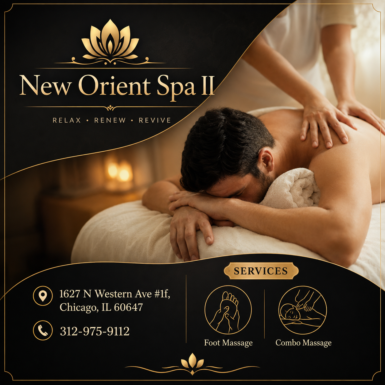 The full body massage targets all the major areas of the body that are most subject to strain and
discomfort including the neck, back, arms, legs, and feet.
If you need an area of the body that you feel needs extra consideration,
such as an extra sore neck or back, feel free to make your massage therapist aware and
they will be more than willing to accommodate you.
