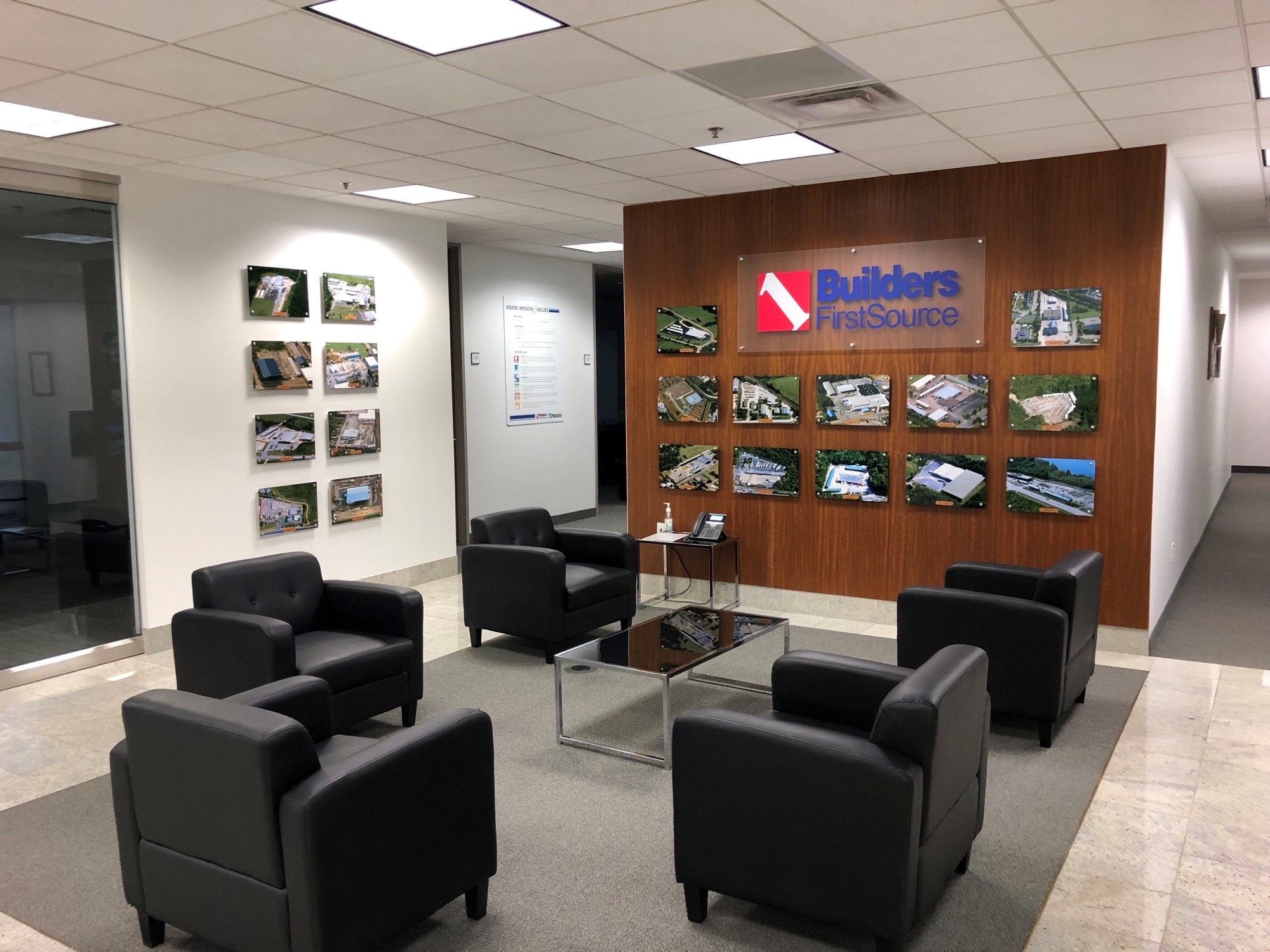 Builders FirstSource corporate office in Dallas TX interior meeting space.