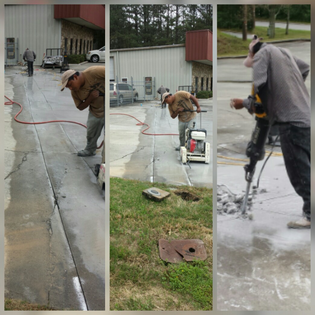 80' waterline in a commercial parking lot.