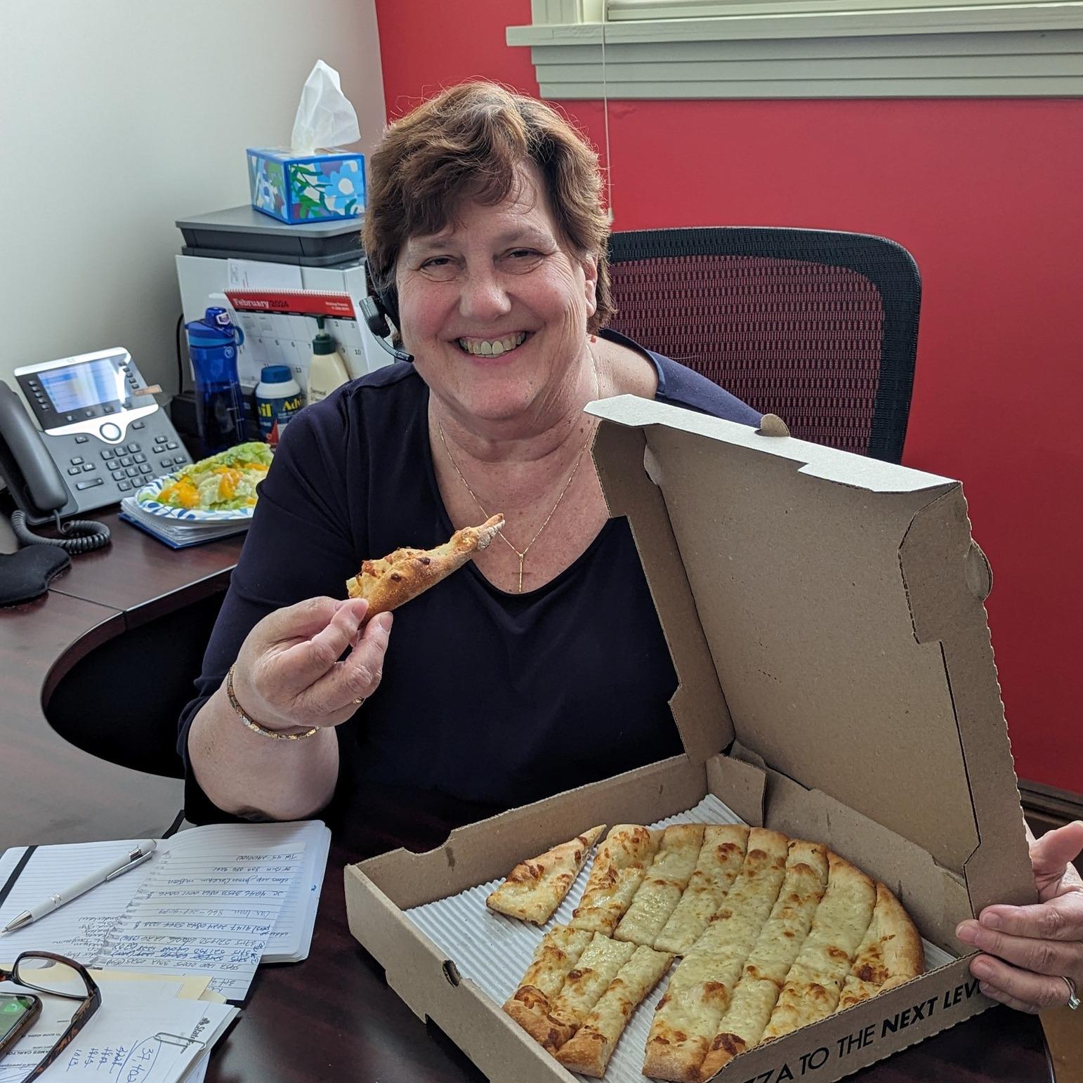 It's National Pizza Day!  We celebrated with @deweyspizza . Even Barbara who can't eat tomato can find something. One of our favs.