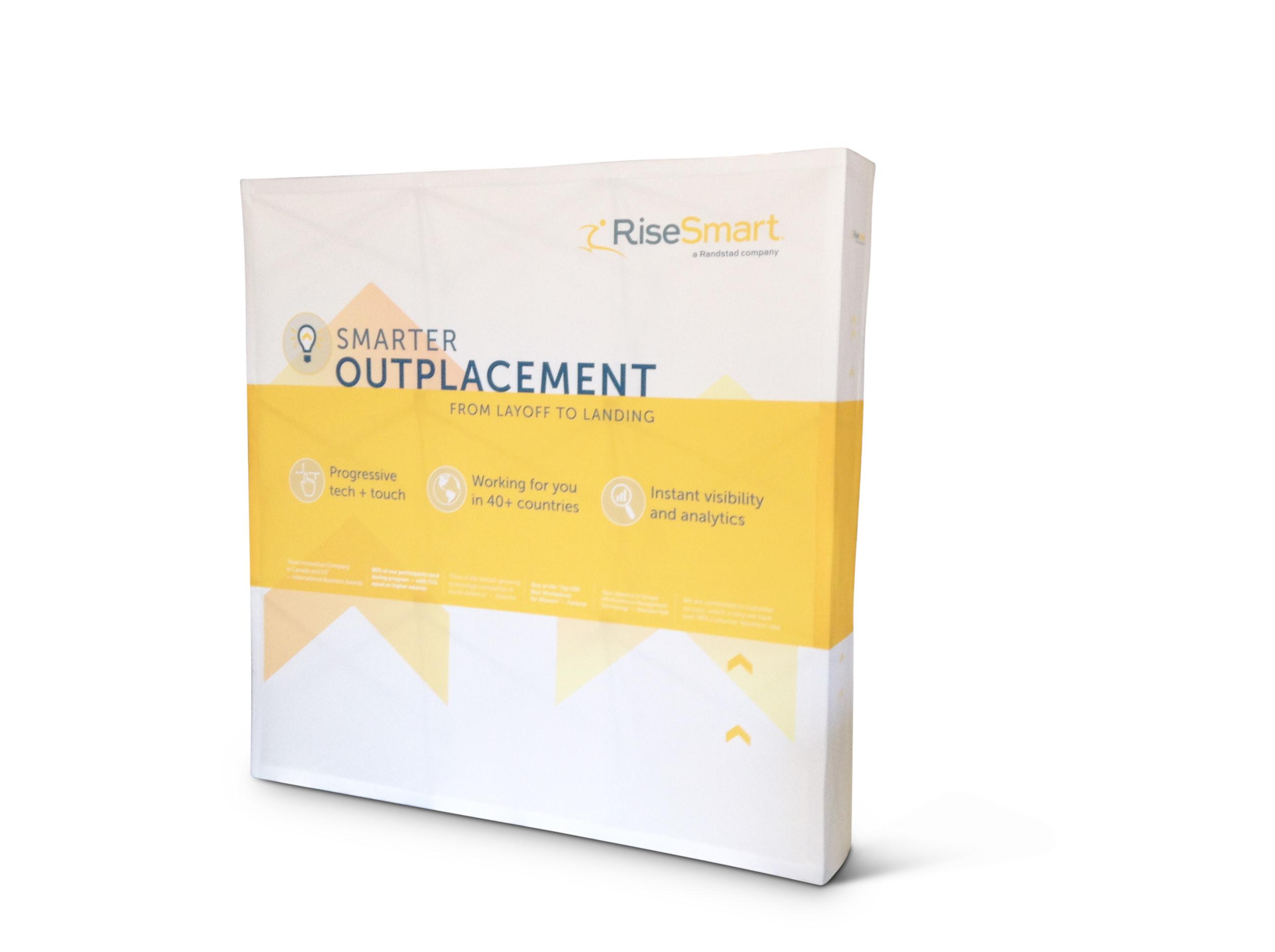 Fabric display for RiseSmart. Display graphics by PLC Print.