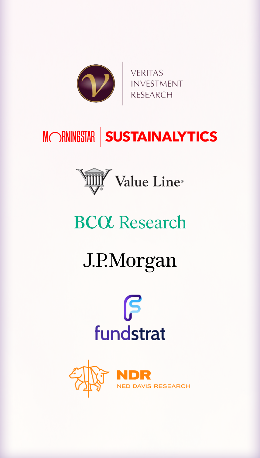 Logos belonging to Martin Private Wealth's third-party research partners.