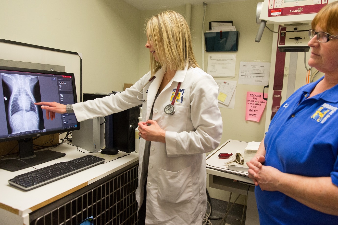 Dr. Erin Scott examines an x-ray using advanced, digital radiology technology.