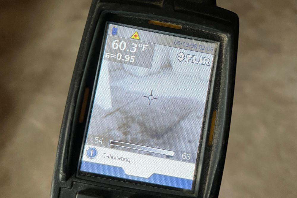 An Infrared camera helps us detect moisture in subflooring.