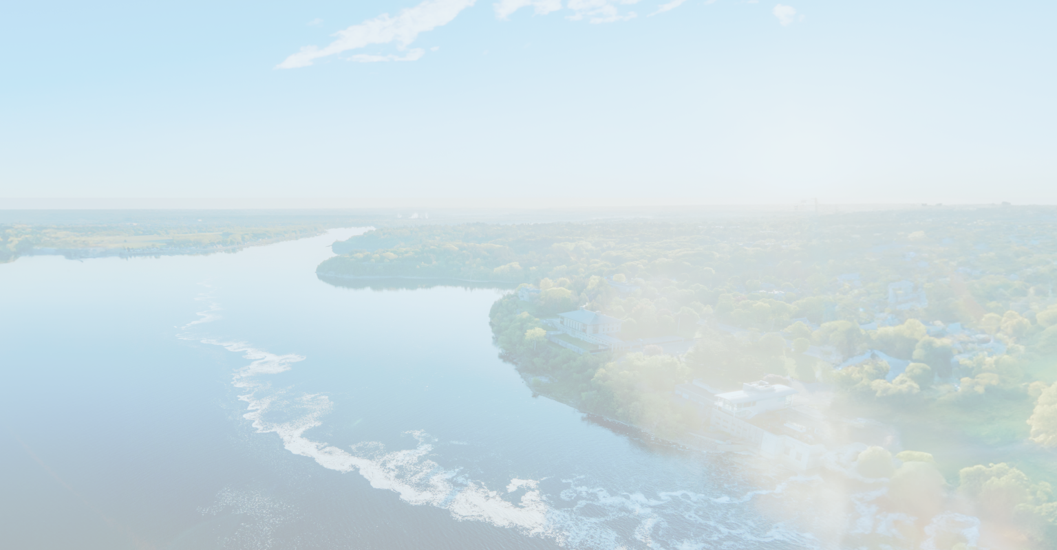 Aerial shot of the Ottawa River.