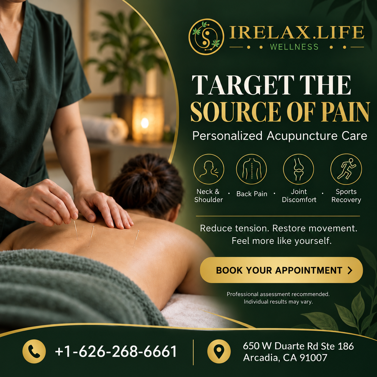Acupuncture points are believed to stimulate the central nervous system. This releases chemicals into the muscles, spinal cord, and brain.