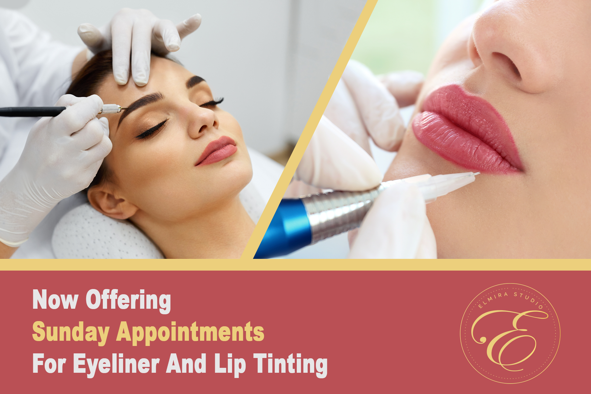 Now offering Sunday Appointments for Eyeliner and Lip Tinting.  Call to make your appointment.
