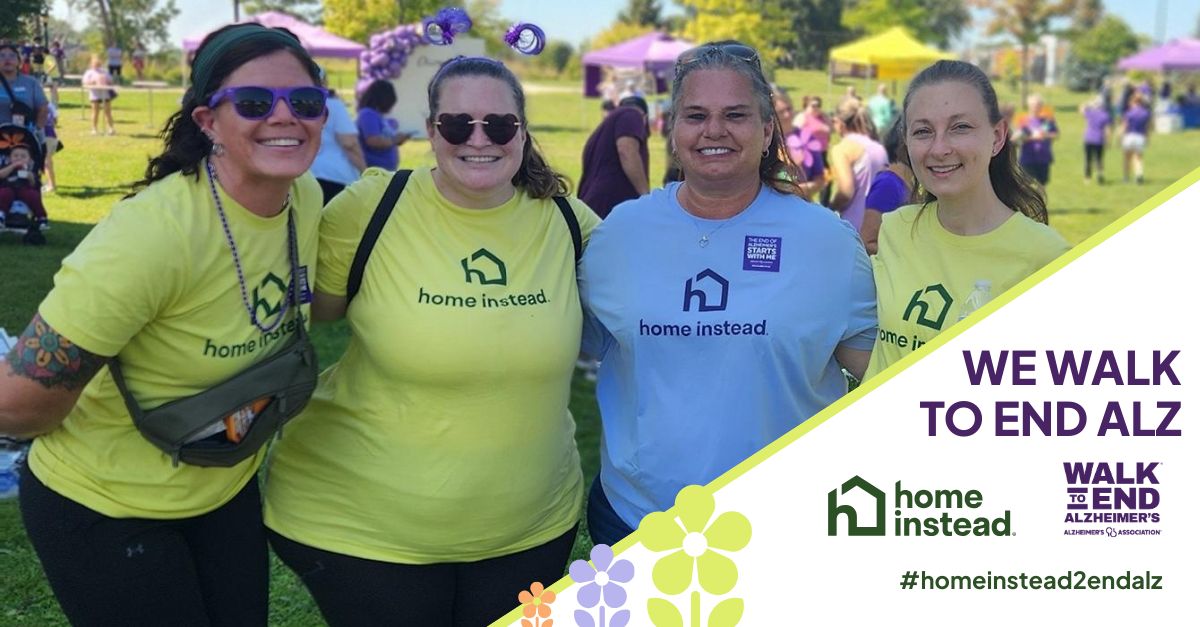 Home Instead team participating in a local Alzheimer&rsquo;s awareness event to support families and raise awareness.