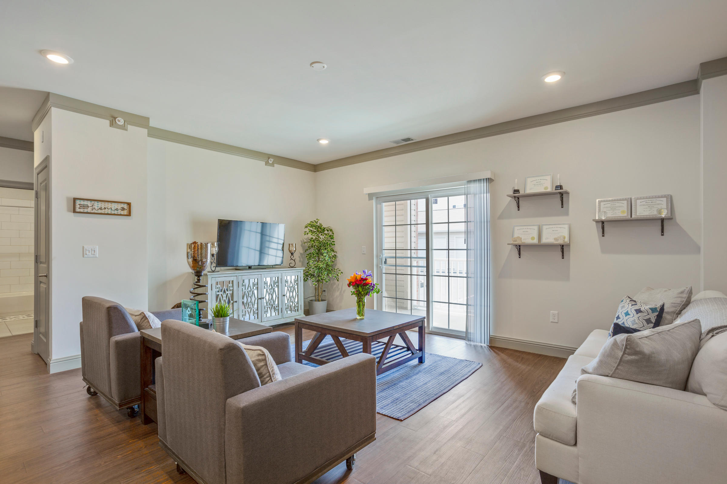 Living Room With Wood-Style Flooring