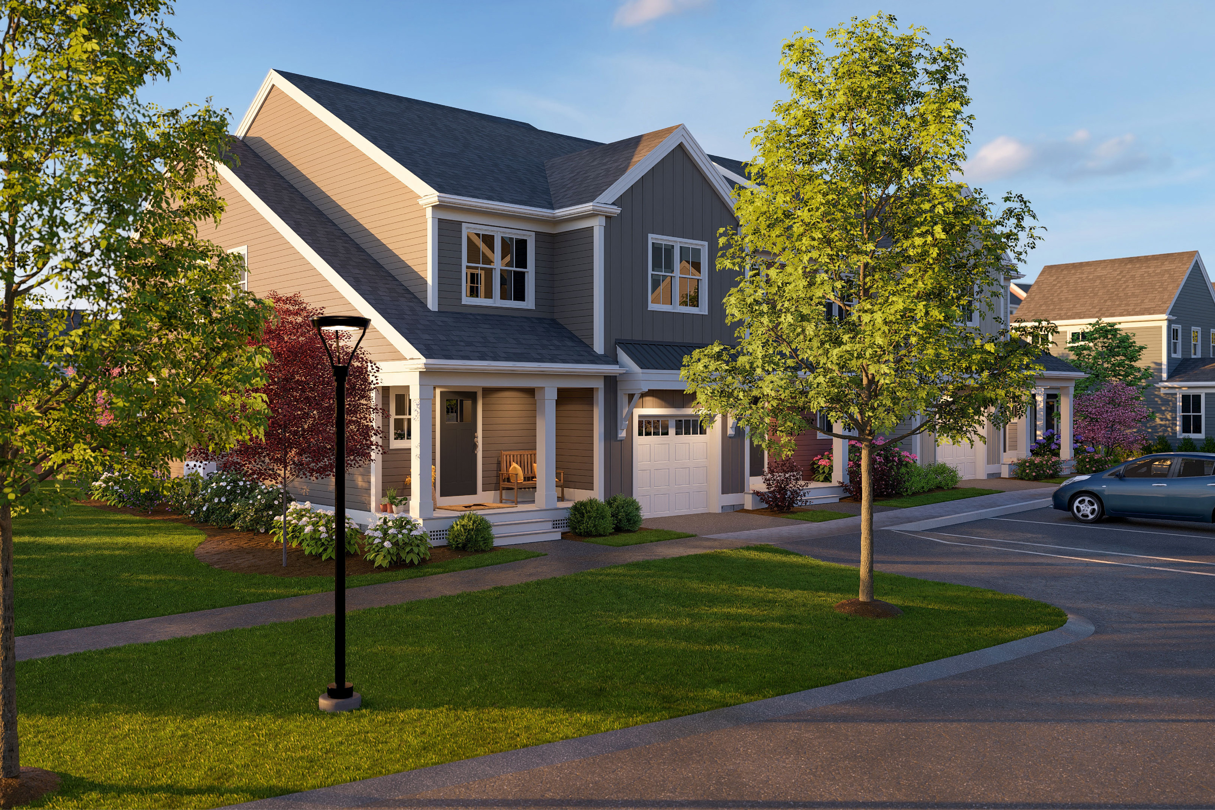 Townhomes, Duplexes, and Single-Level Flats at Alden's Reach.