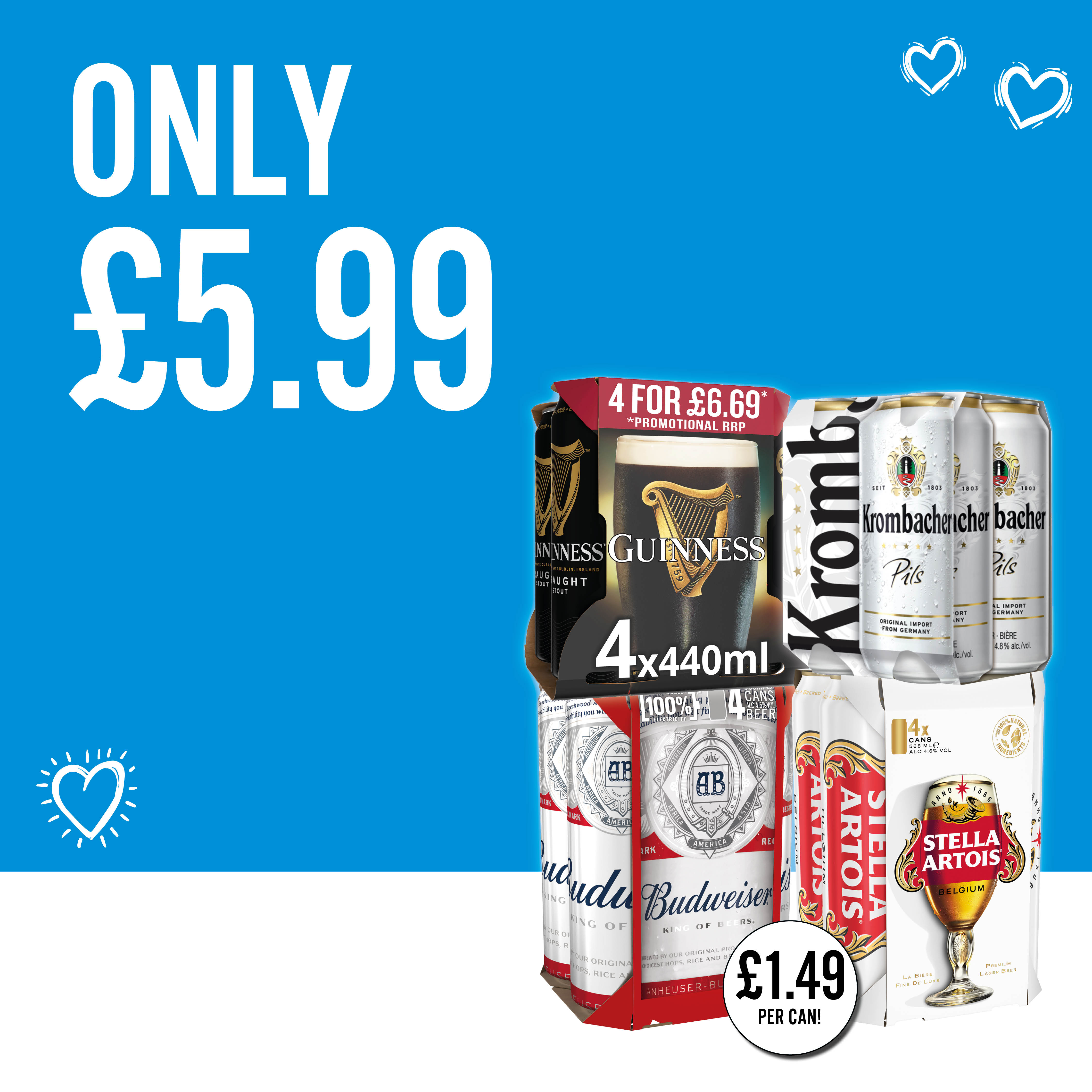 4 pack beers only &pound;5.99
