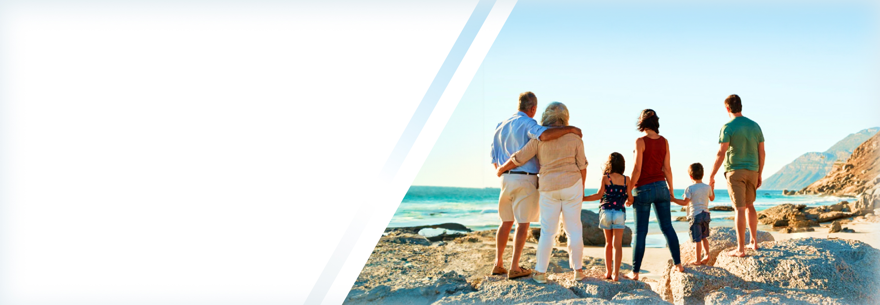 A multigenerational family on the beach.