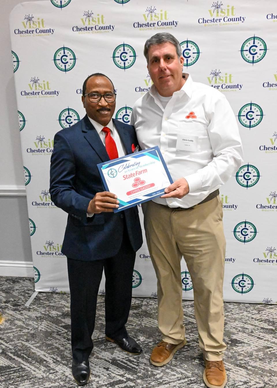 We had a great time at the Chamber banquet. 30 years as a member!