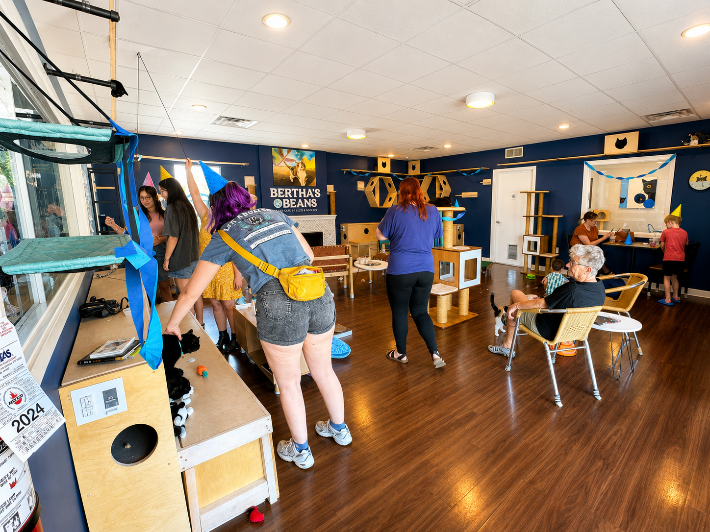 Step inside Bertha's Beans Cat Café and enjoy a bright, welcoming space where guests relax, sip coff 