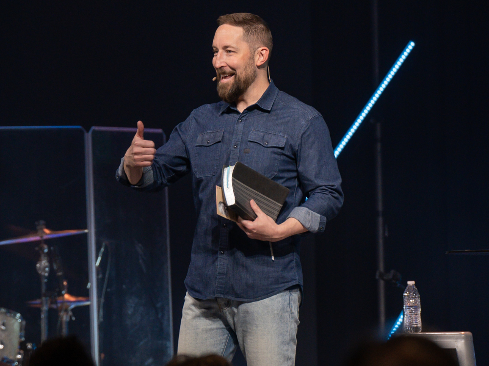 Ethan Vance speaking at Church on the Move in Broken Arrow, Oklahoma