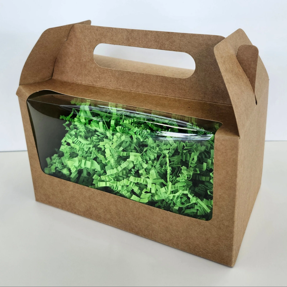 Kraft Mini Gable Boxes with a clear window are perfect for gifts, party favors, baked treats, and handmade creations. A charming way to package and showcase your special surprises.