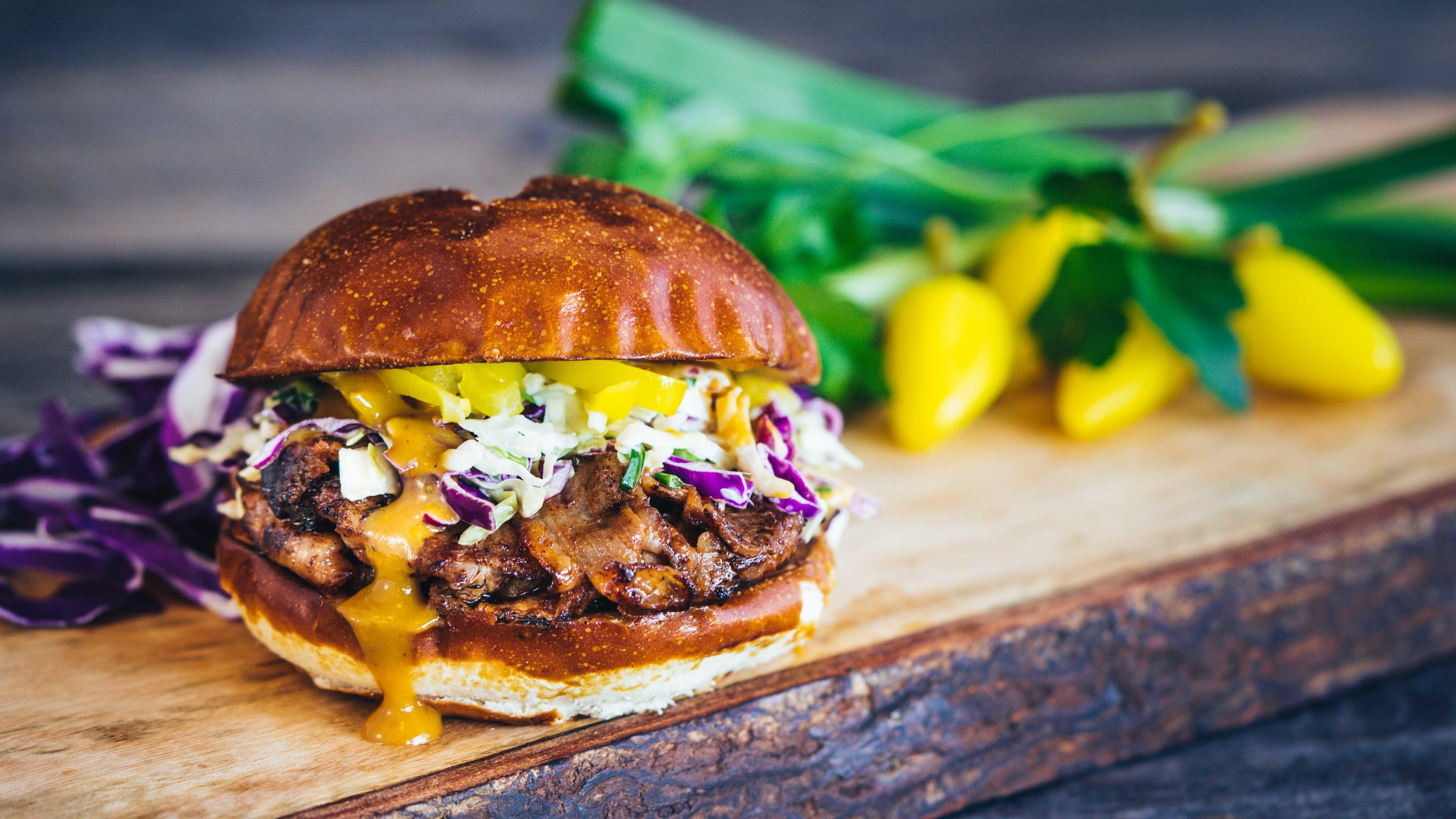 BBQ Brisket on Pretzel Bun