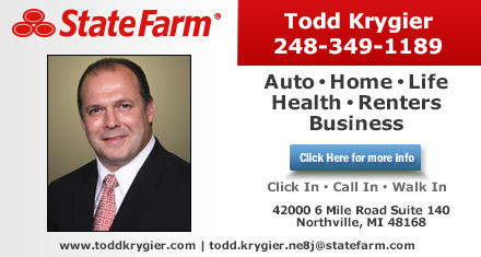 Ad powered by: YPC Media Todd Krygier - State Farm Insurance Agent Northville (248)349-1189