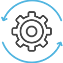 Twisting gear icon.
