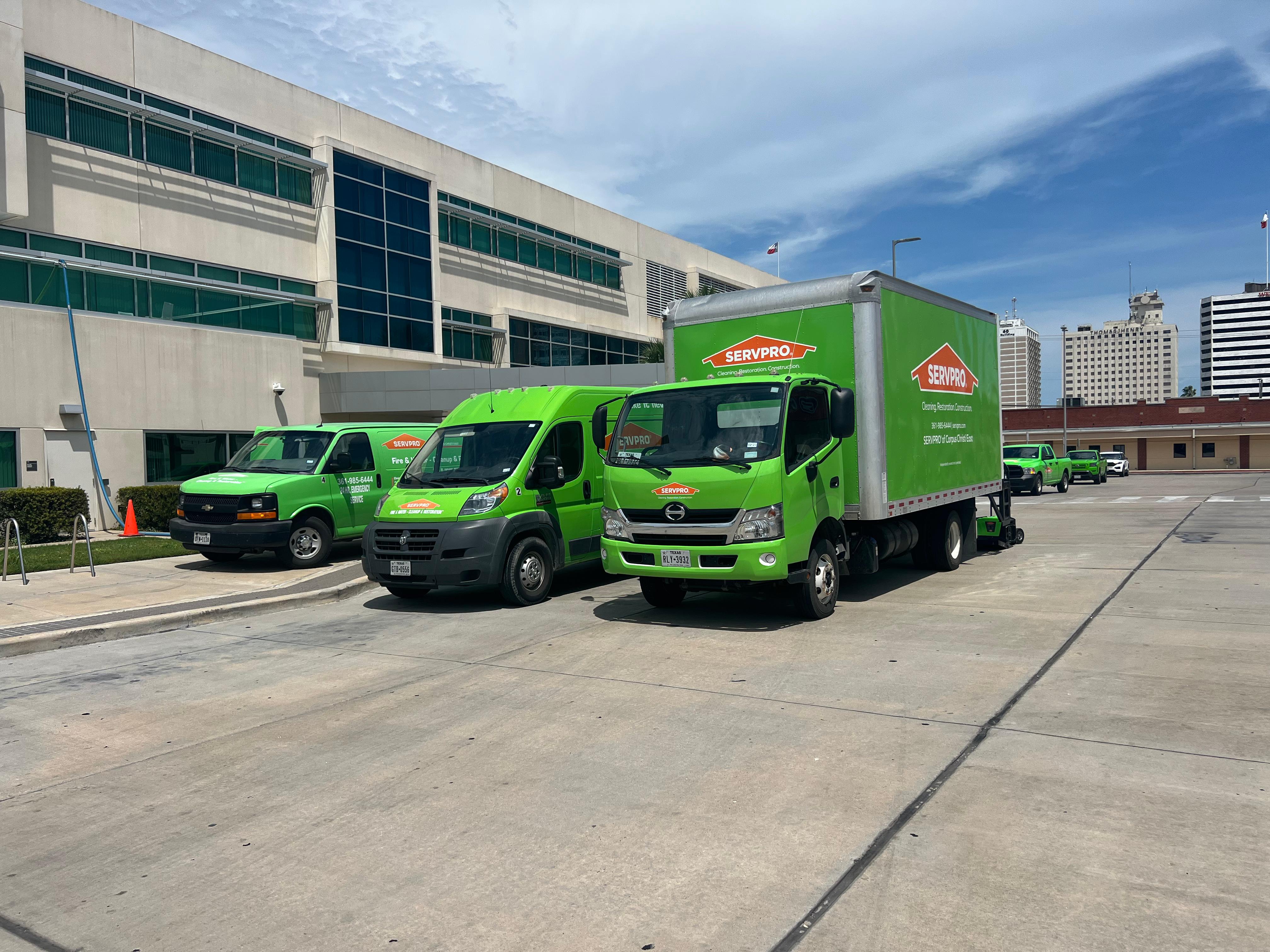 SERVPRO trucks lined up and ready to get to work.