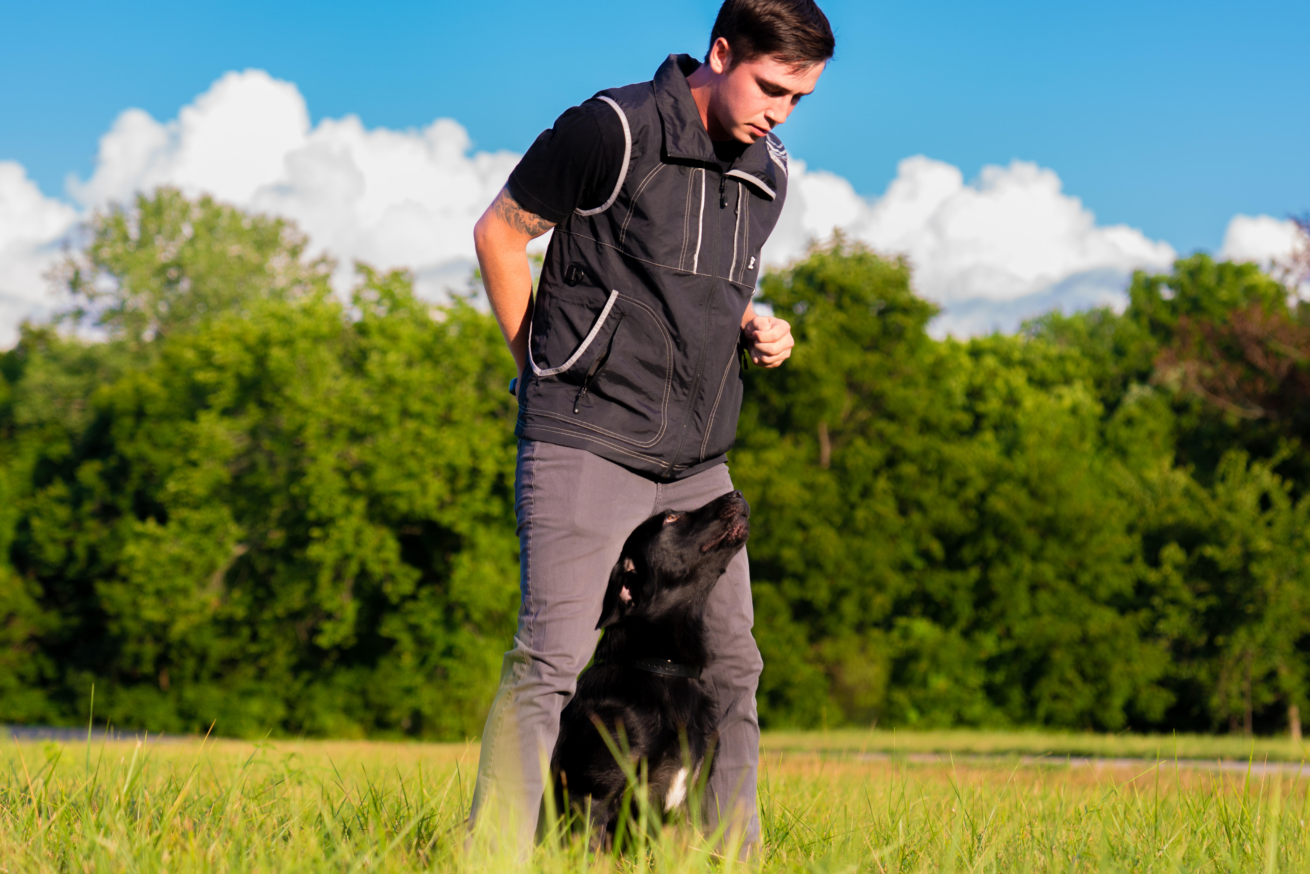 dog and trainer outside