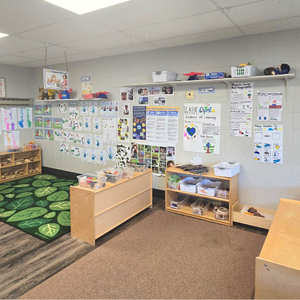 Bright and colorful preschool classroom at Childcare Network with age-appropriate learning materials