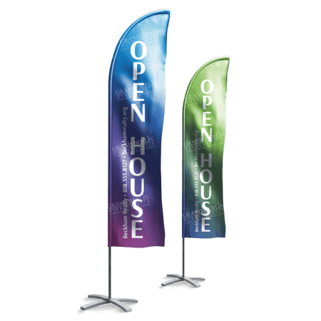 Grand Berlin Werbeagentur & Copyshop – Am Kottbusser Tor Mobile Beachflags für Events, Messen und Außenwerbung, wetterfest und aufmerksamkeitsstark im Großformat.