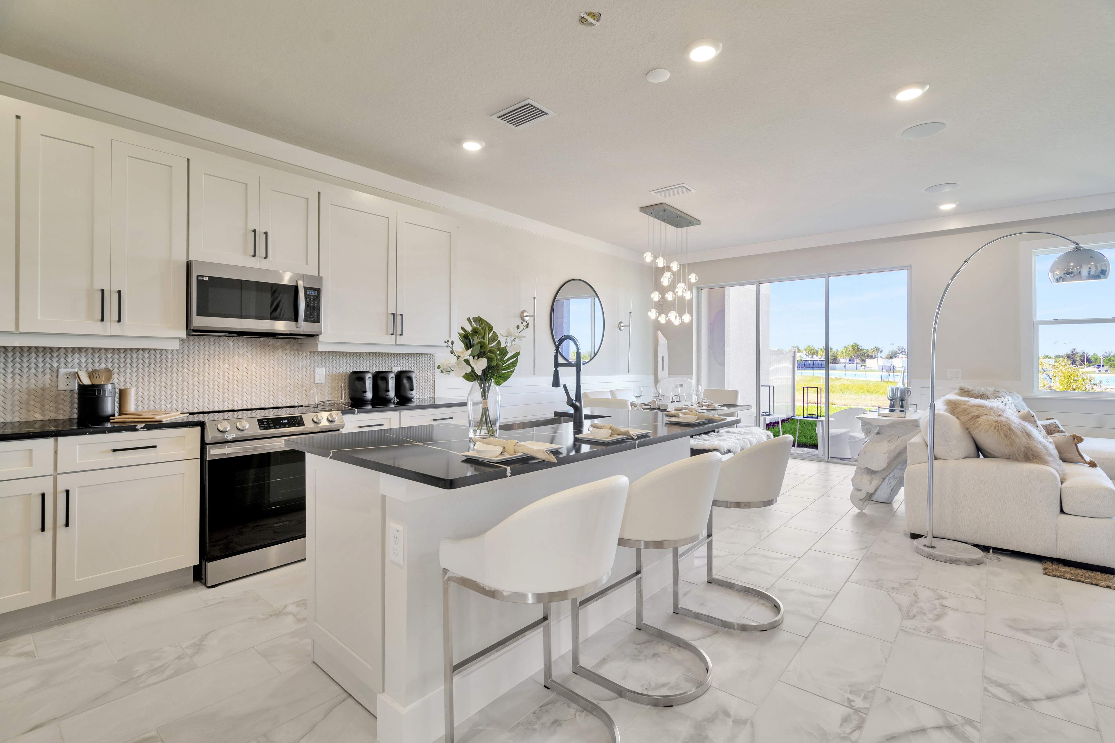 The Kitchen of a DRB Homes Abaco Model at Lagoon Residences at Epperson in Wesley Chapel, FL.