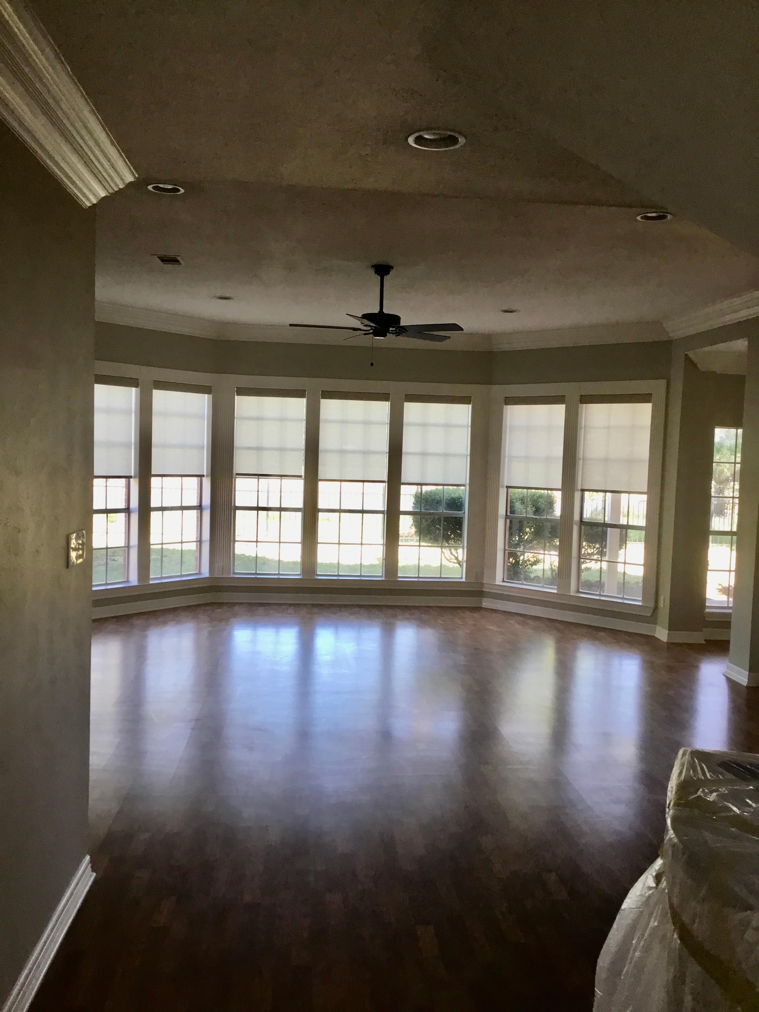 Signature series Roller Shades by Budget Blinds of Katy and Sugar Land bring this wall of windows in Katy, TX to life! They allow the homeowner the freedom to enjoy the view without pesky glares or harsh rays beaming in!