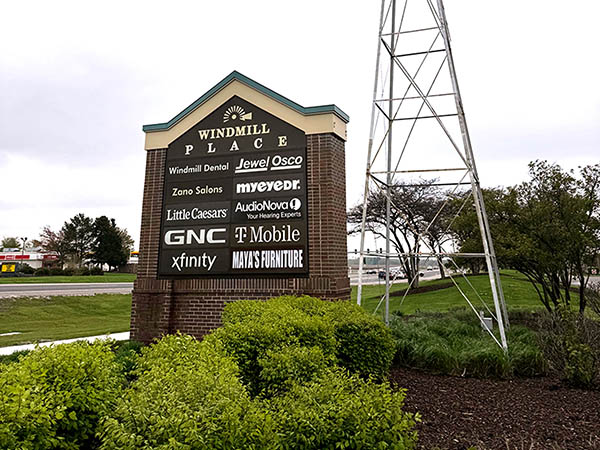 Exterior photo of the AudioNova hearing clinic road sign in Batavia, IL