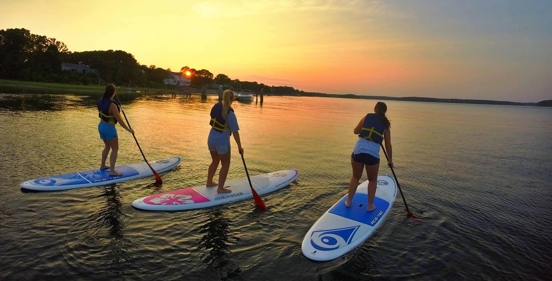Enjoy one of the most beautiful sunset scenes there is in Cape Cod, Massachusetts with RideAway Adventures Cape Cod Sunset Paddleboard Tour