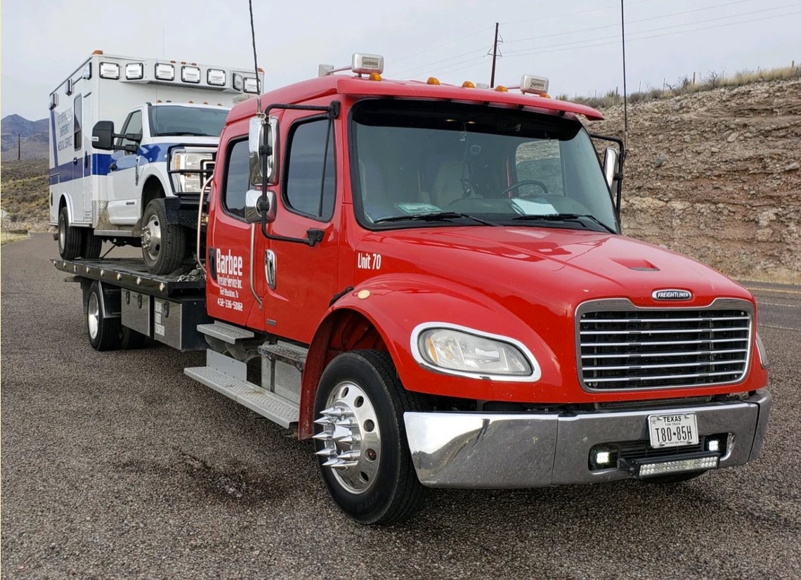 We can handle ALL of your towing & roadside assistance needs from recovery tows to large equipment hauling – near and far. We have continuously provided professional towing and recovery service to the West Texas Area. We provide a variety of services: including towing, transport, emergency recovery, roadside assistance, heavy duty rollovers and equipment hauling, and more.

 

We stand by our motto: "WE CAN DO THAT!!" any time, any place, any size. Over the years we have worked with multiple Law Enforcement Agencies, Business Corporations, Dealerships, Motor clubs and the general motoring public. Barbee Wrecker Service Inc. is fully insured, bonded and incorporated and can proudly provide countless references upon request. Please take a moment to browse through our site to learn more about our company and what we can do for you. If you have any questions, comments, towing or hauling services please feel free to contact us at 432-336-5082 or simply email us 24 hours-7days a week.