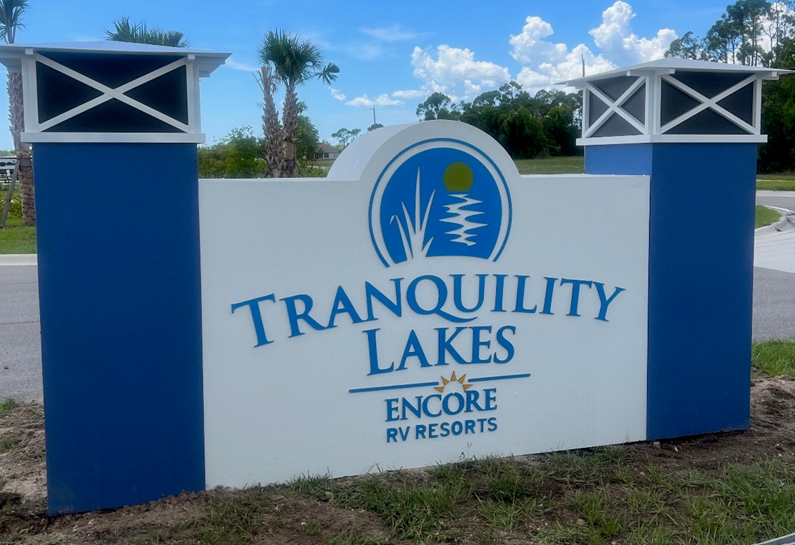 Monument Sign for RV Park owned by Encore in Cape Coral, FL
