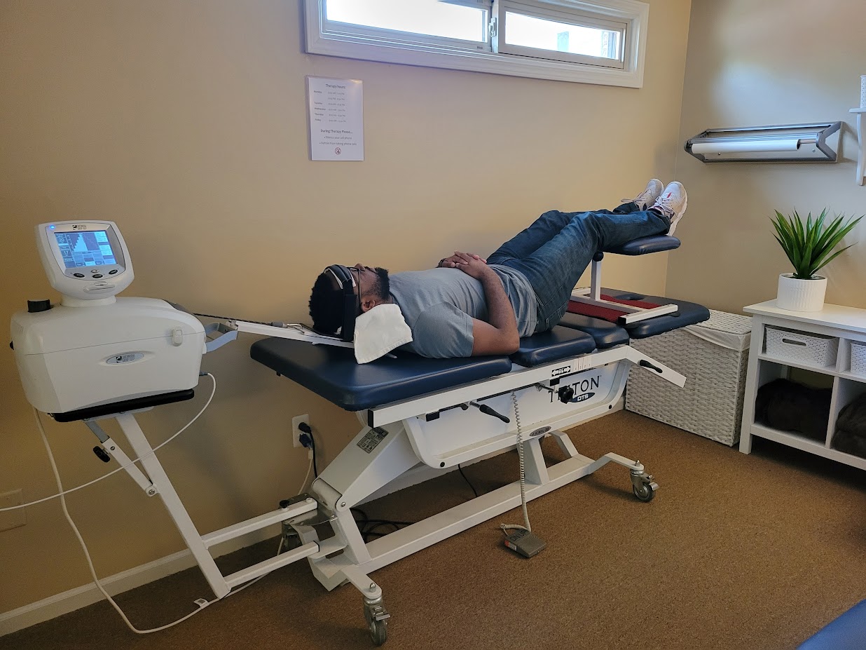 The Spinal Decompression Therapy Protocol is a non-surgical treatment for disc compression, and helps symptoms associated with disc compression including leg pain, back pain, neck pain, arm and shoulder pain, tingling, repetitive injuries, sciatica, and arthritic stenosis associated with herniation, bulging discs and/or degenerative disc disease. Spinal Decompression Therapy is a safe and comfortable treatment that helps discs damaged by compression, flexion, and/or rotation injuries. It increases disc health, reduces pressure on discs, allows an increase of blood flow to help reduce inflammation, increases water and nutrition to help heal the area, and helps reduce the pain associated with pinched nerves.