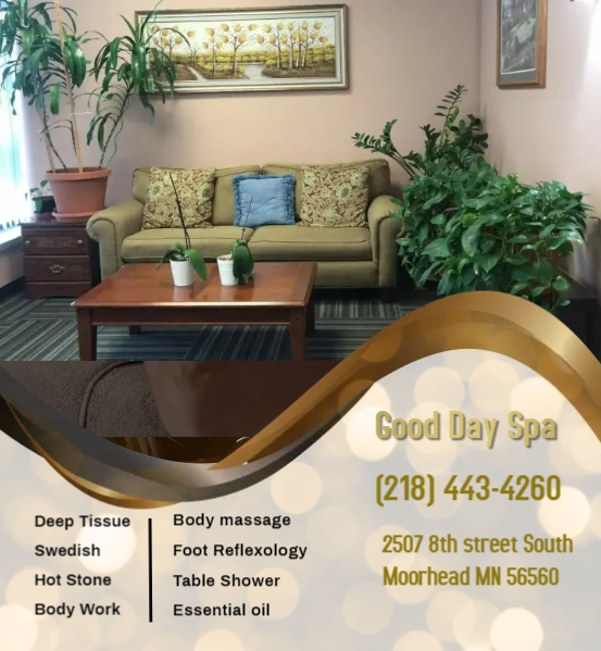 Whether it's stress, physical recovery, or a long day at work, Good Day Spa has helped many clients relax in the comfort of our quiet & comfortable rooms with calming music.