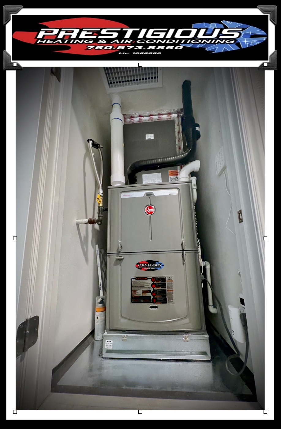 Professional HVAC system installation by Prestigious Heating & Air Conditioning featuring properly installed indoor equipment designed for reliable heating, cooling, energy efficiency, and long-term performance.