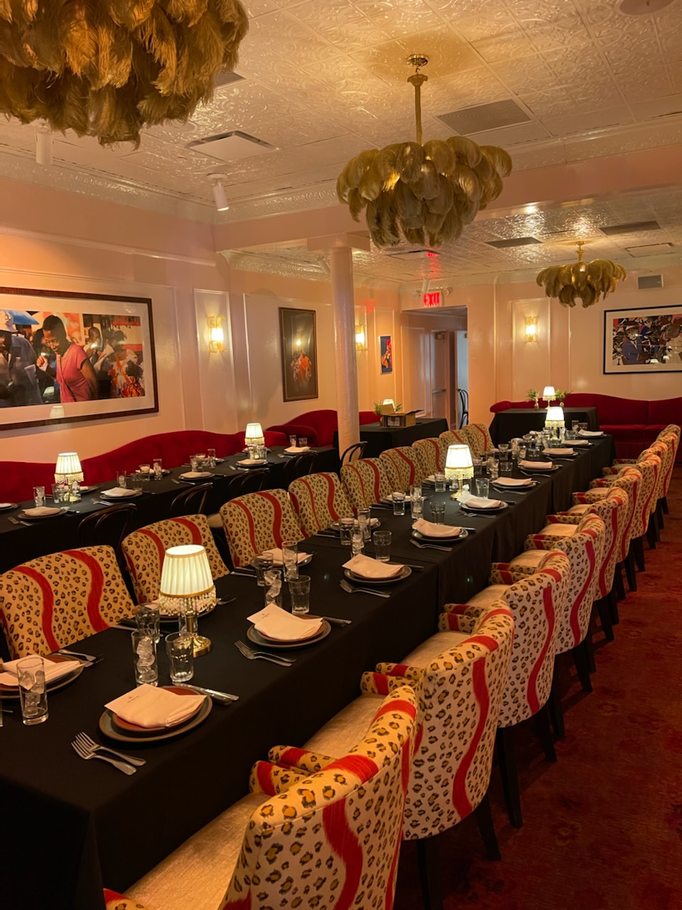 The Gold Room at Red Rooster Harlem, one of the restaurant's private event spaces. Located in Harlem.