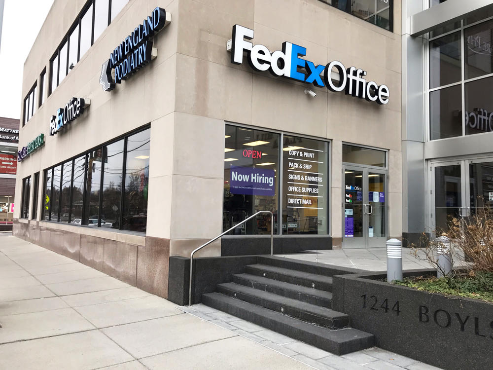 Exterior photo of FedEx Office location at 1244 Boylston St\t Print quickly and easily in the self-service area at the FedEx Office location 1244 Boylston St from email, USB, or the cloud\t FedEx Office Print & Go near 1244 Boylston St\t Shipping boxes and packing services available at FedEx Office 1244 Boylston St\t Get banners, signs, posters and prints at FedEx Office 1244 Boylston St\t Full service printing and packing at FedEx Office 1244 Boylston St\t Drop off FedEx packages near 1244 Boylston St\t FedEx shipping near 1244 Boylston St