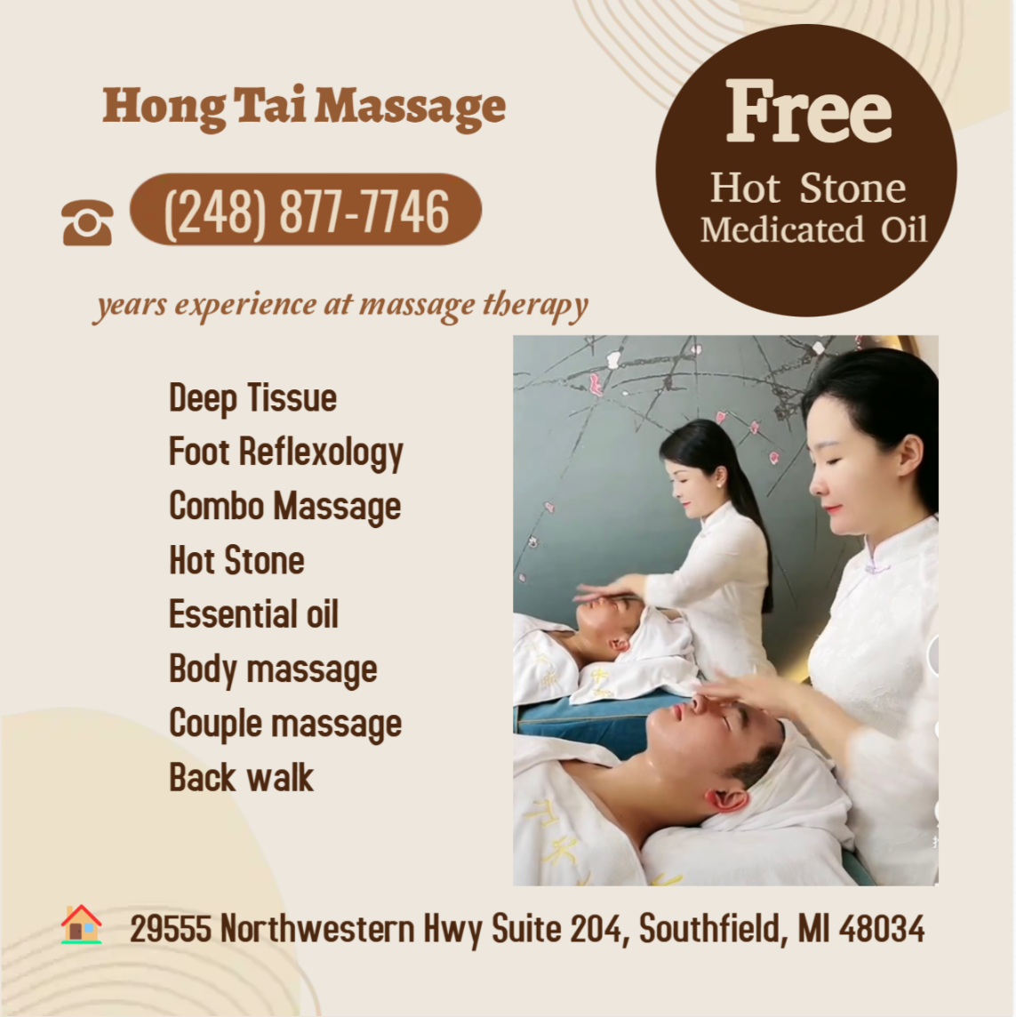 Asian Body Massage helps to relax the entire body, increases circulation of the blood and
treats emotion, mind and spirit.