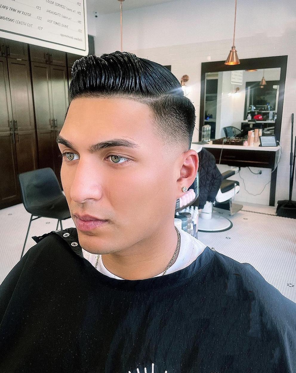 Mid Skin Fade Haircut with Line-Up