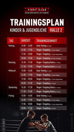 Trainingsplan - Halle 2 -Kinder / Jugendliche - UMMAH Fight Club