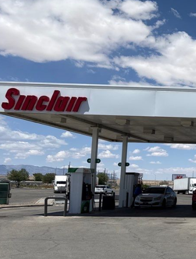 Sinclair gas station fueling island