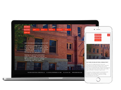 Responsive website design by EXEPLORE Managed Website Services: Education and Consulting sector website design for Red Brick Education Consulting.