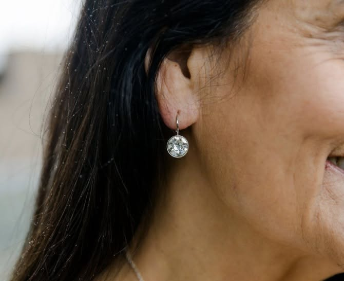 Discover timeless crystal earrings from Beksan Designs, featuring a simple yet elegant style for day 
