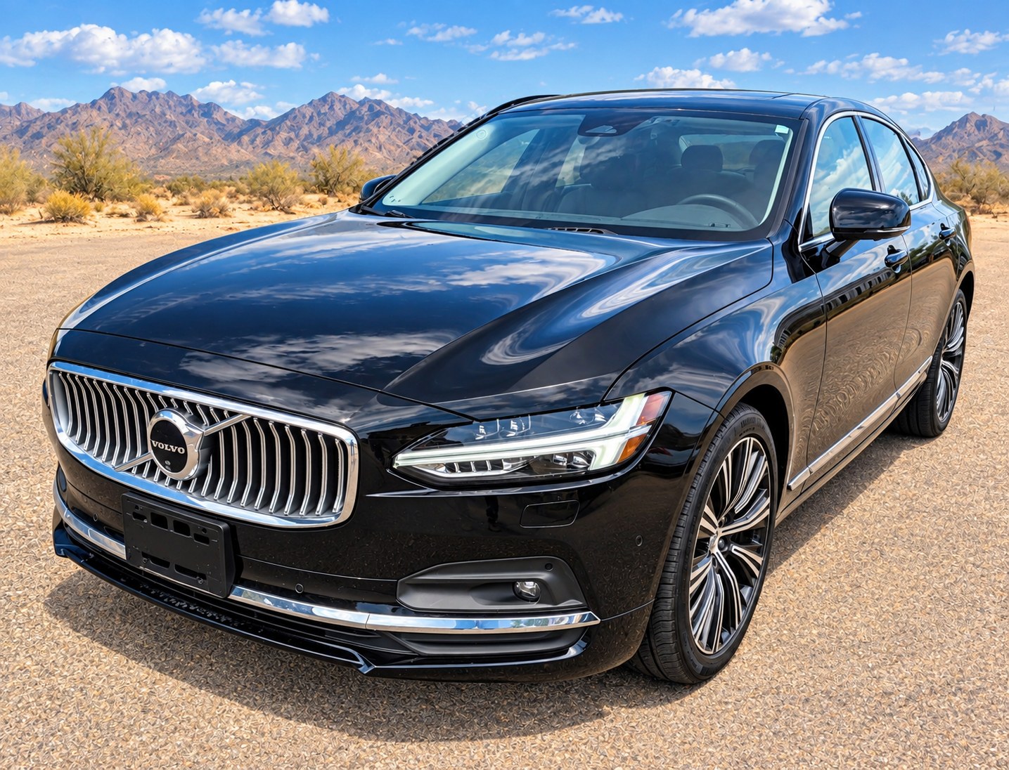 Black Volvo luxury sedan available for private passenger service.