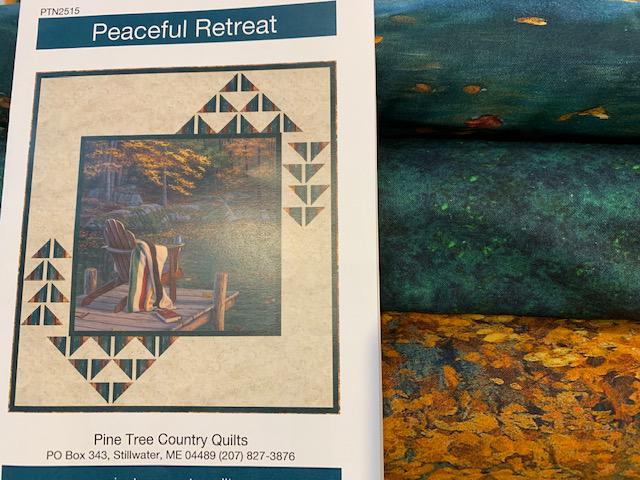 Panel and 3 companion fabrics from Northcott for Peaceful Retreat.