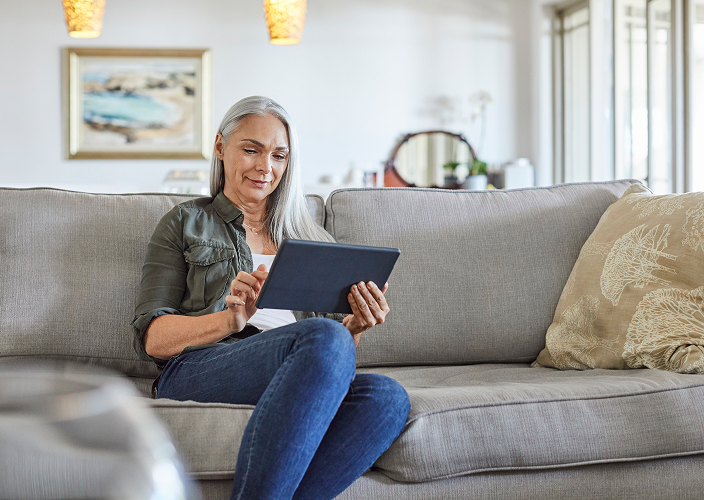 A client reviewing an eDocument on their tablet.