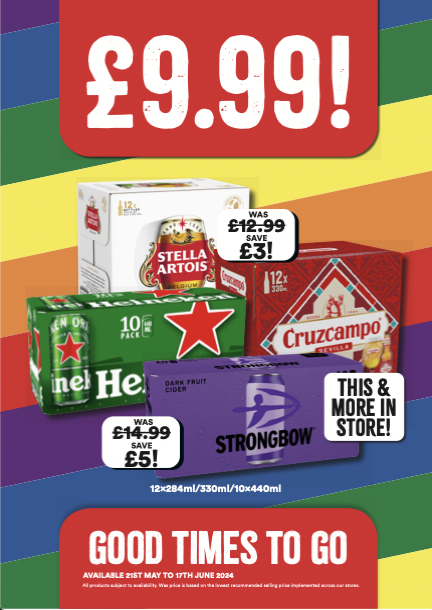 Beers, lager and Cider big packs - Only £9.99 Bargain Booze Buxton 01298 24770