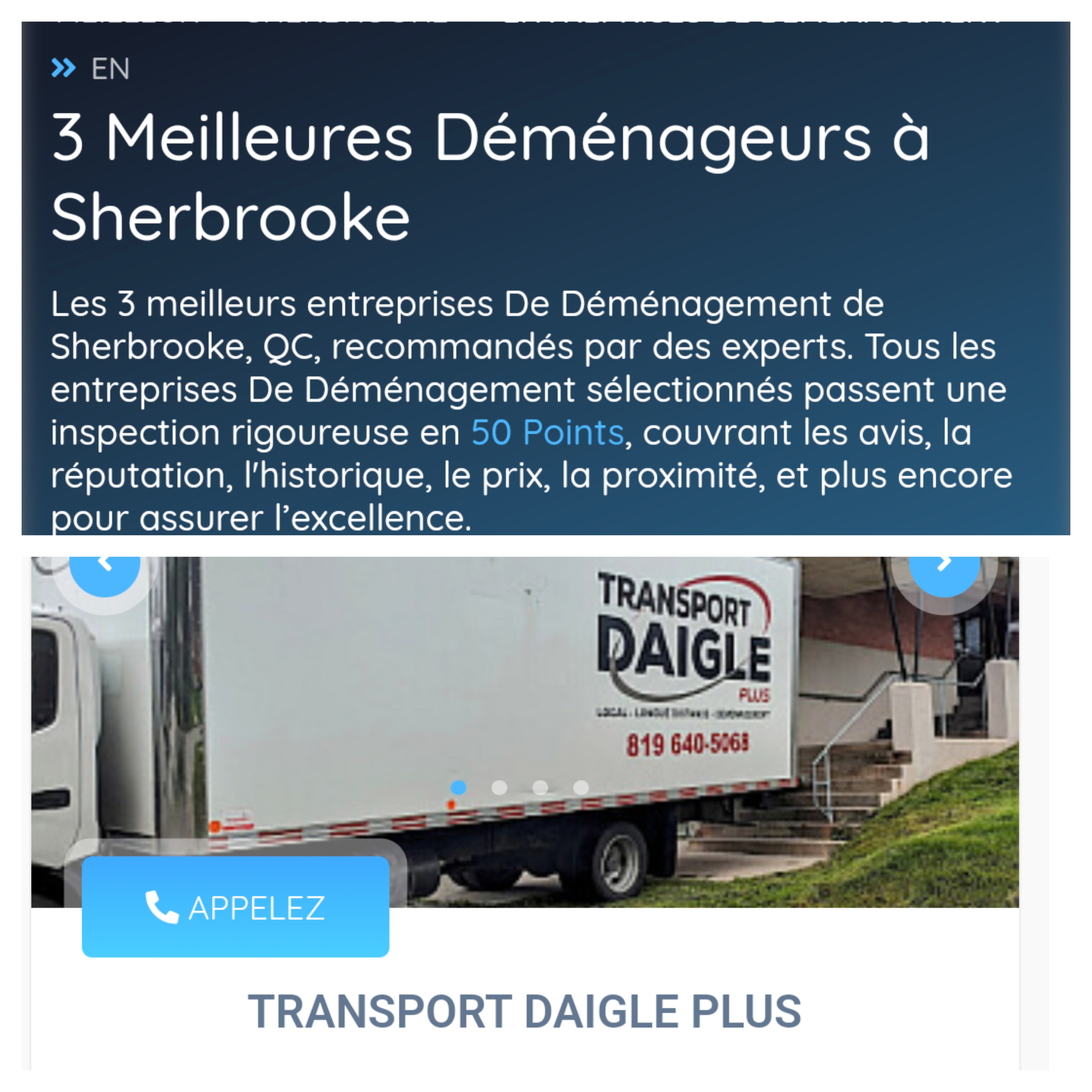 Images Transport Daigle Plus Déménageurs à Sherbrooke résidentiel et commercial